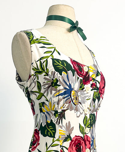 1990s Breezy Floral Sundress / Waist 34"