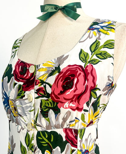 1990s Breezy Floral Sundress / Waist 34"