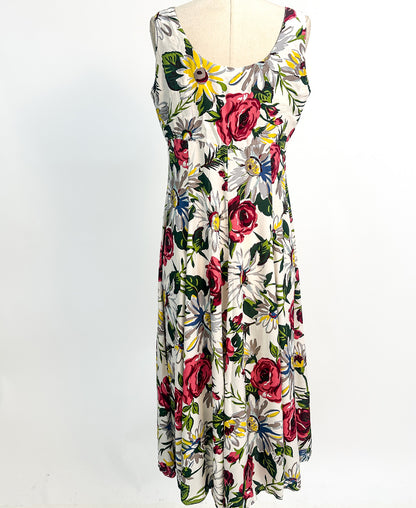 1990s Breezy Floral Sundress / Waist 34"