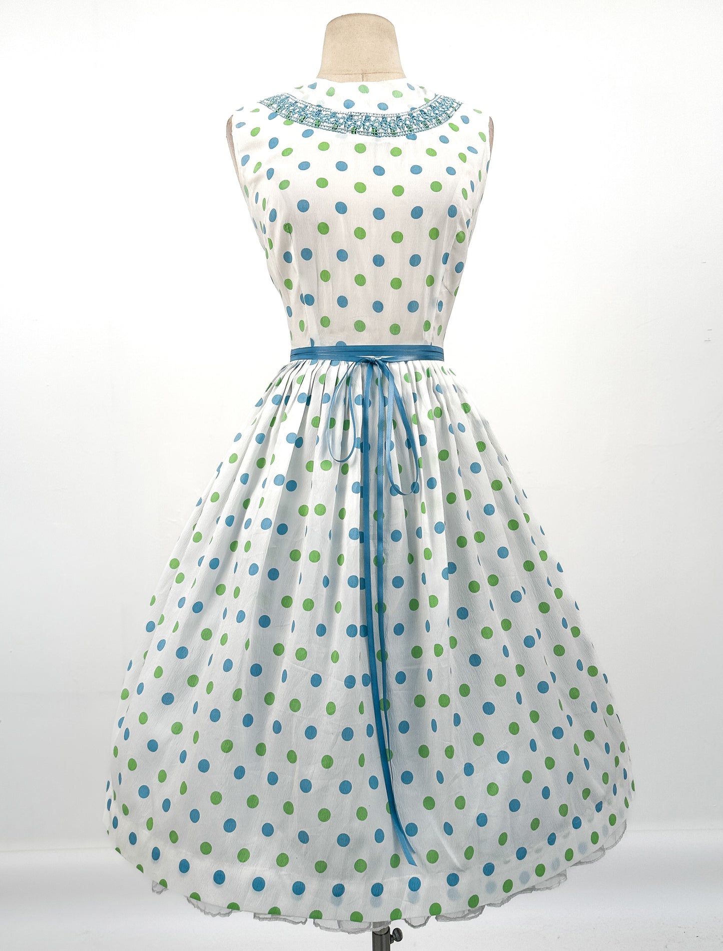 1960s Polka Dot Summer Dress / Waist 26