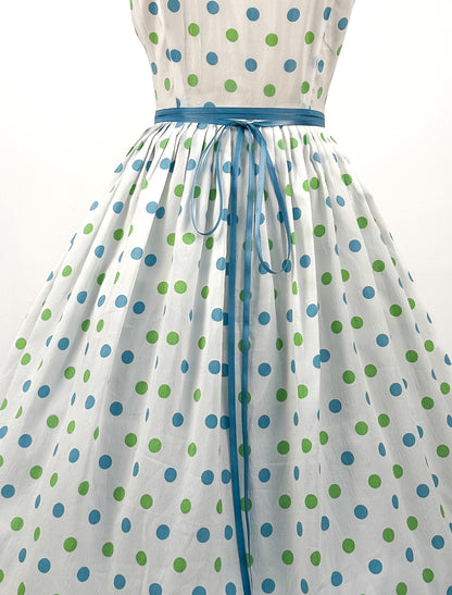 1960s Polka Dot Summer Dress / Waist 26