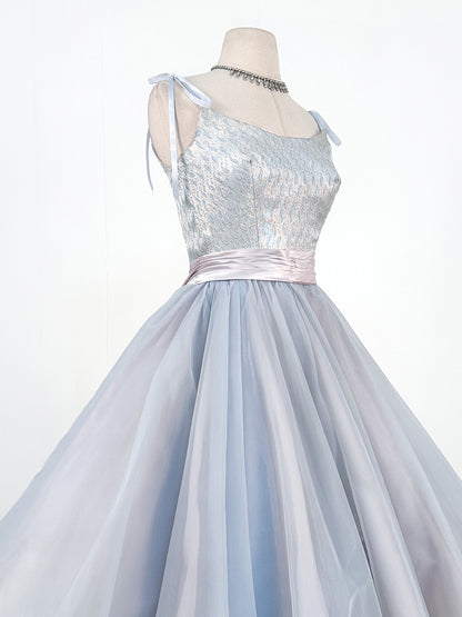 1950s Ice Blue Cinderella Party Dress / Waist 26