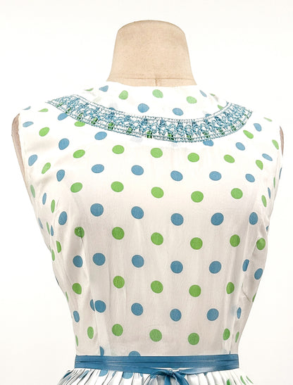 1960s Polka Dot Summer Dress / Waist 26