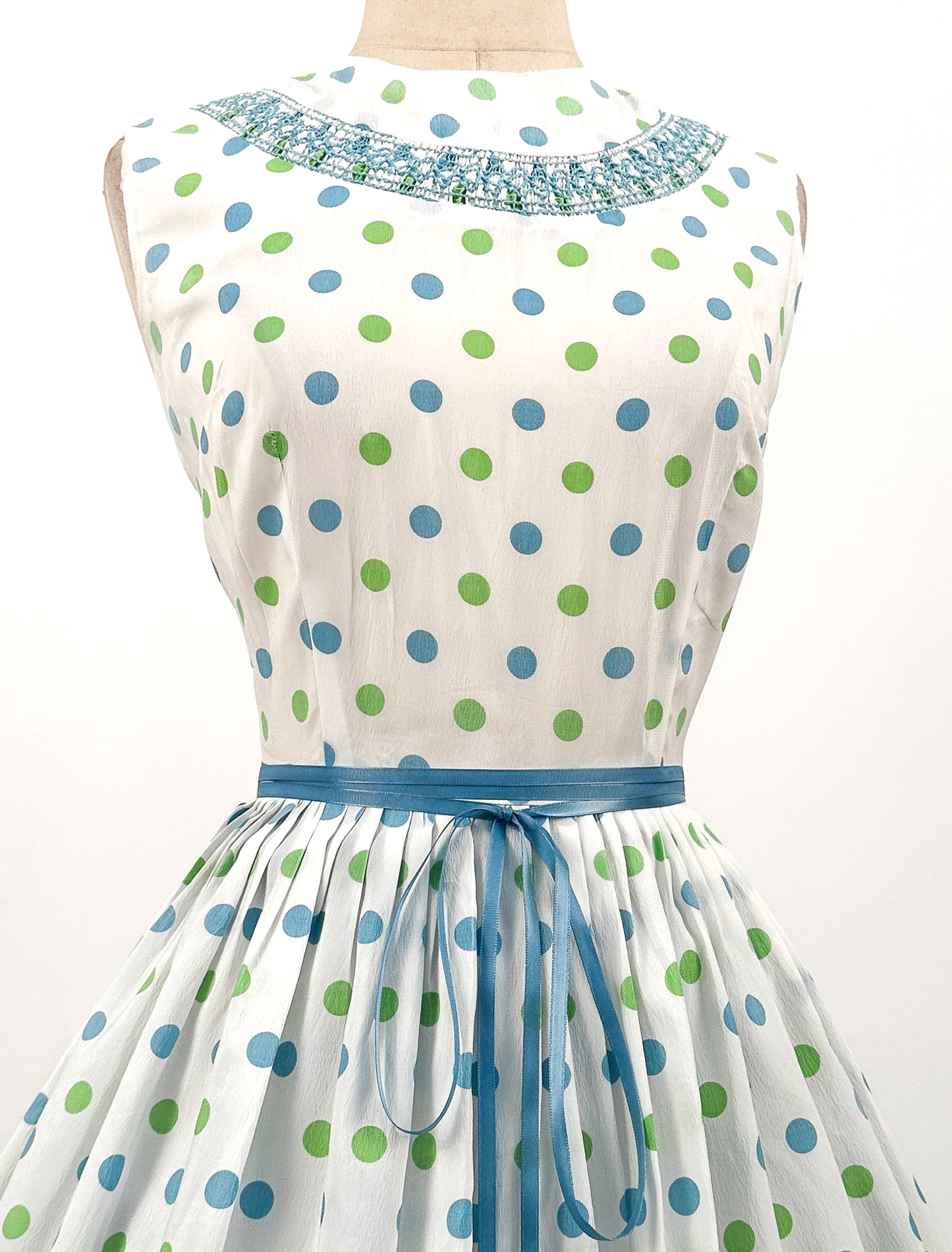 1960s Polka Dot Summer Dress / Waist 26