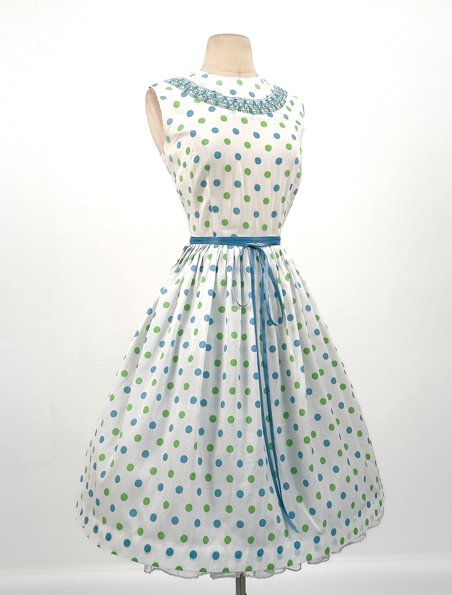 1960s Polka Dot Summer Dress / Waist 26