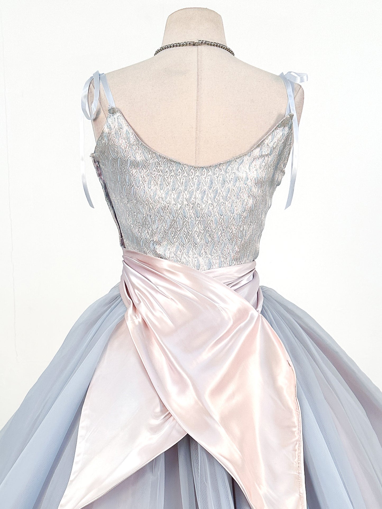 1950s Ice Blue Cinderella Party Dress / Waist 26