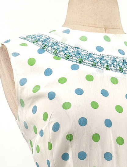 1960s Polka Dot Summer Dress / Waist 26