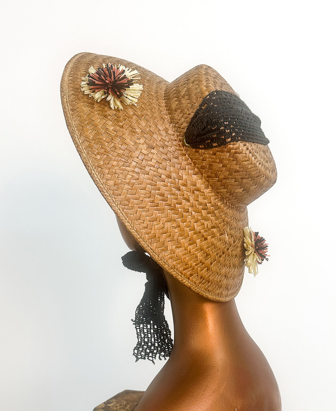 1950s Straw Summer Hat with Raffia Details