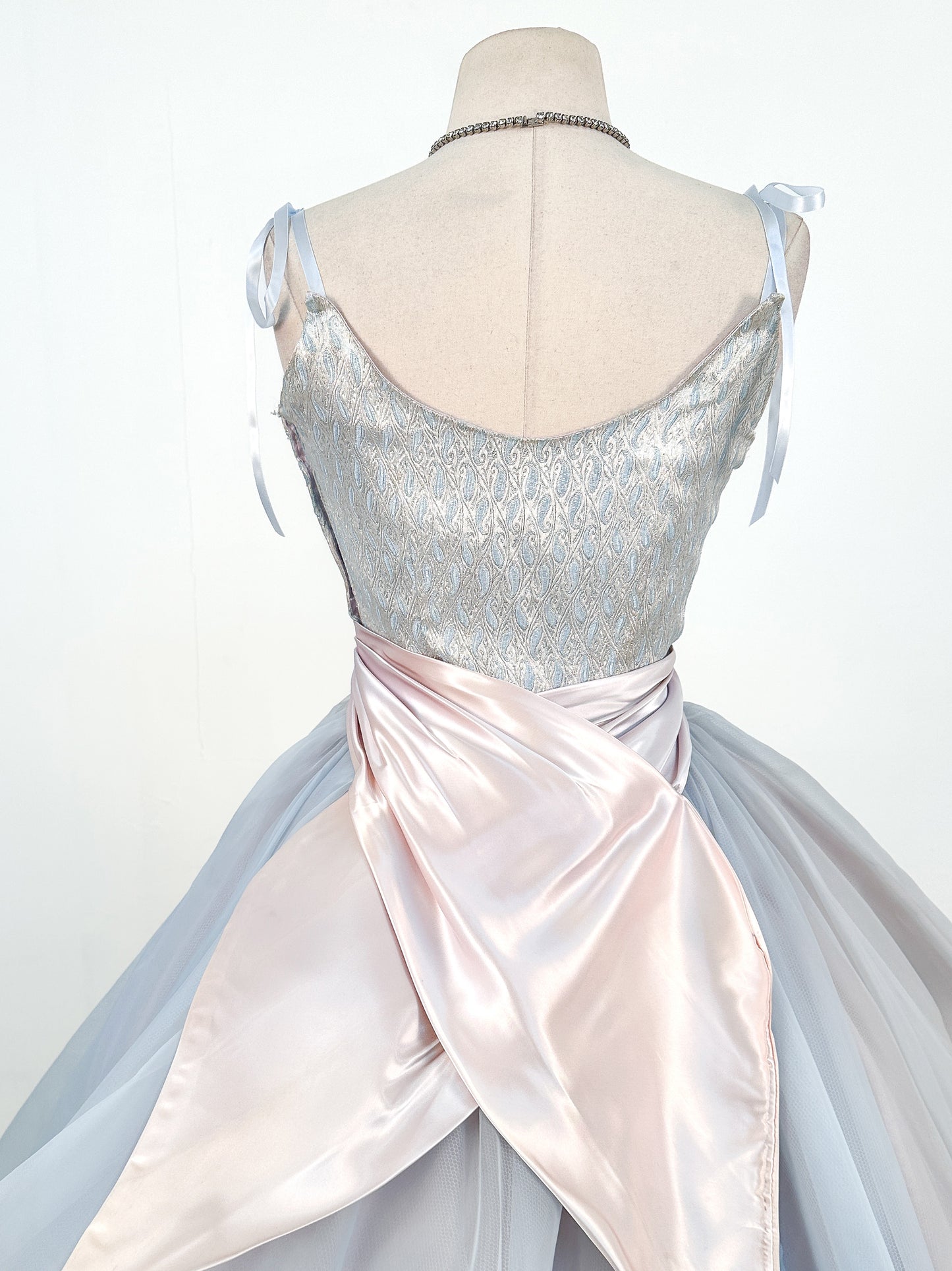 1950s Ice Blue Cinderella Party Dress / Waist 26