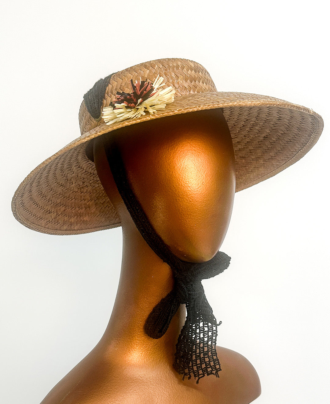 1950s Straw Summer Hat with Raffia Details