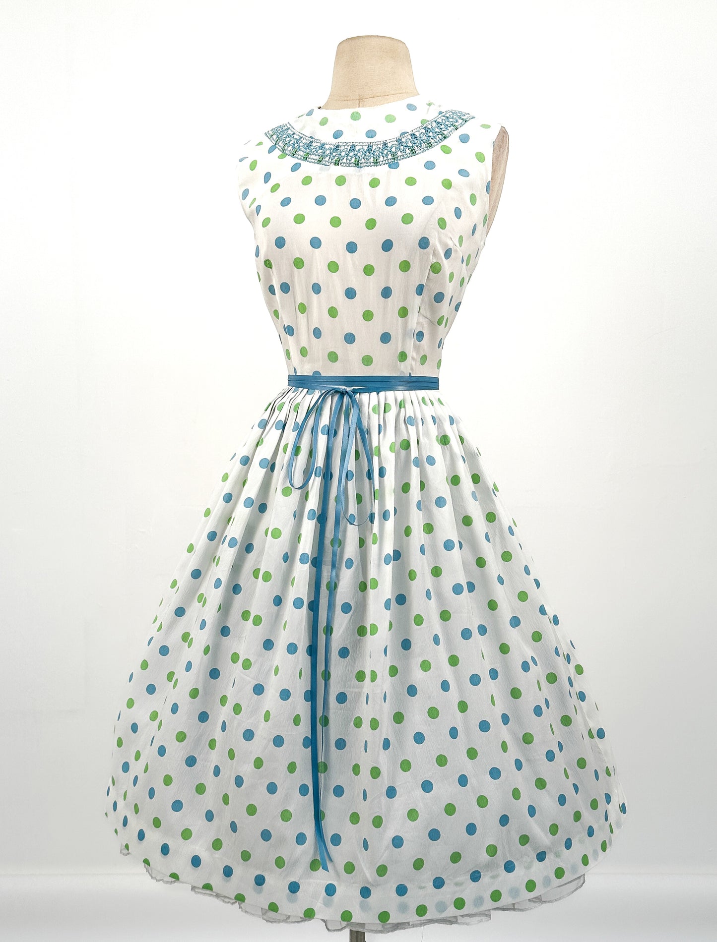 1960s Polka Dot Summer Dress / Waist 26