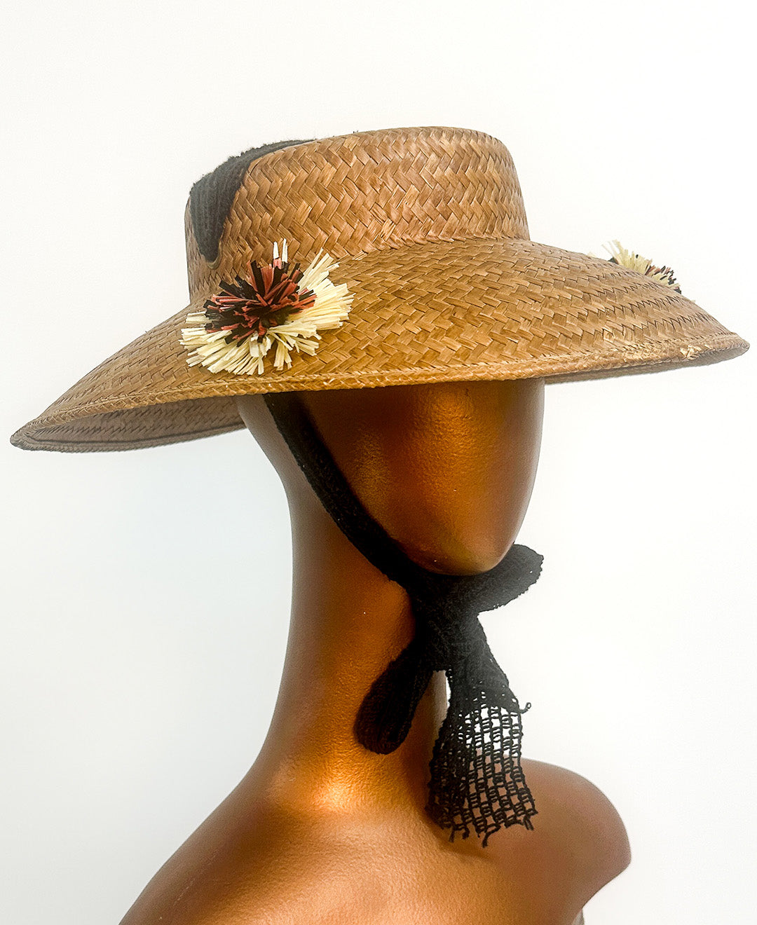 1950s Straw Summer Hat with Raffia Details