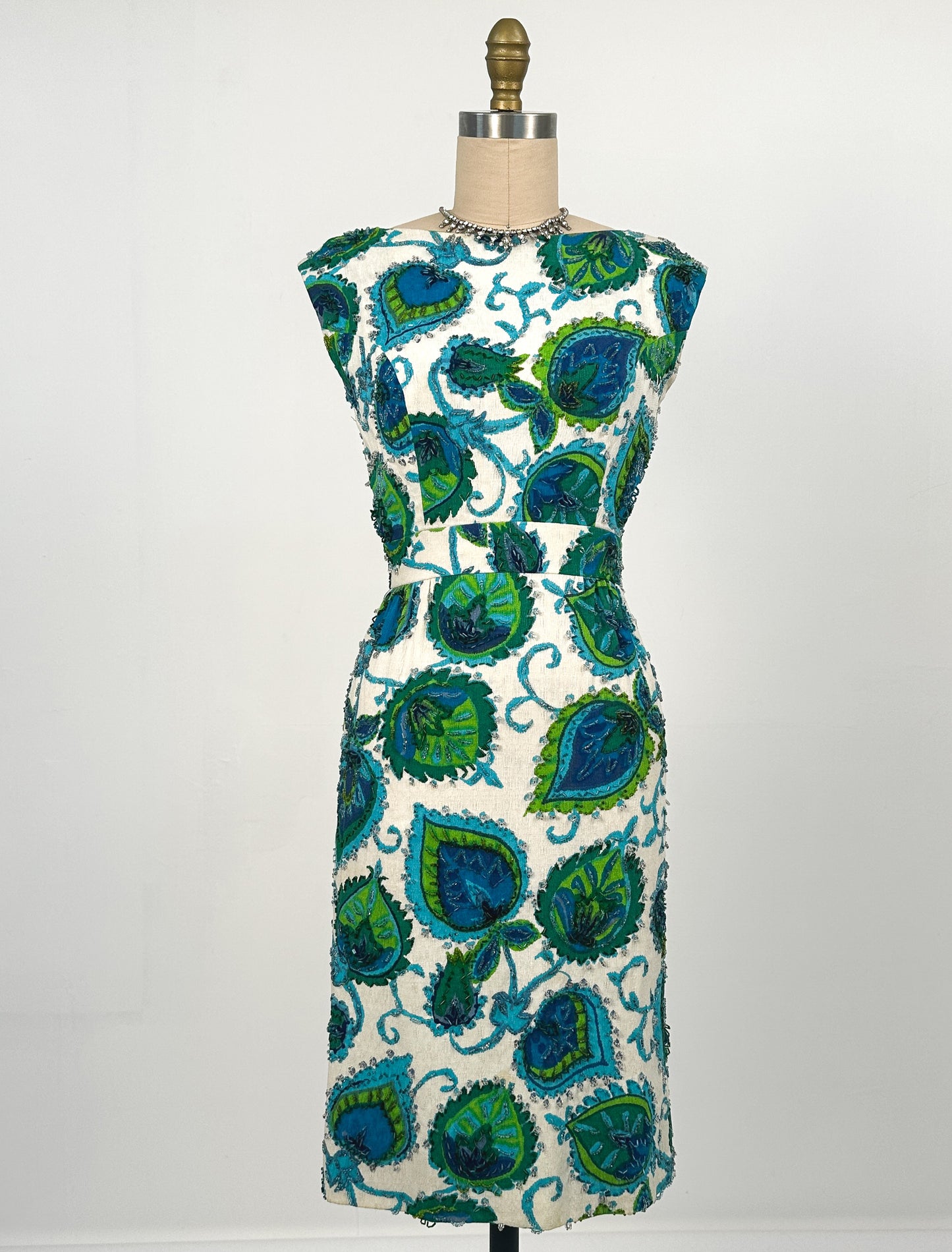 1960s Beaded Summer Dress by Malcolm Starr / Waist 26