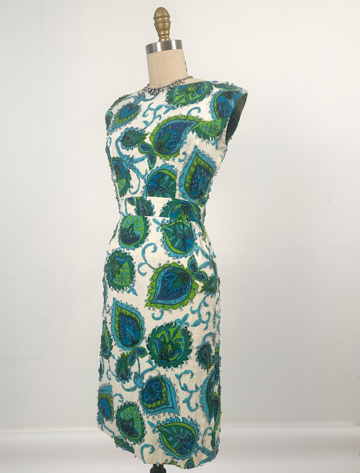 1960s Beaded Summer Dress by Malcolm Starr / Waist 26