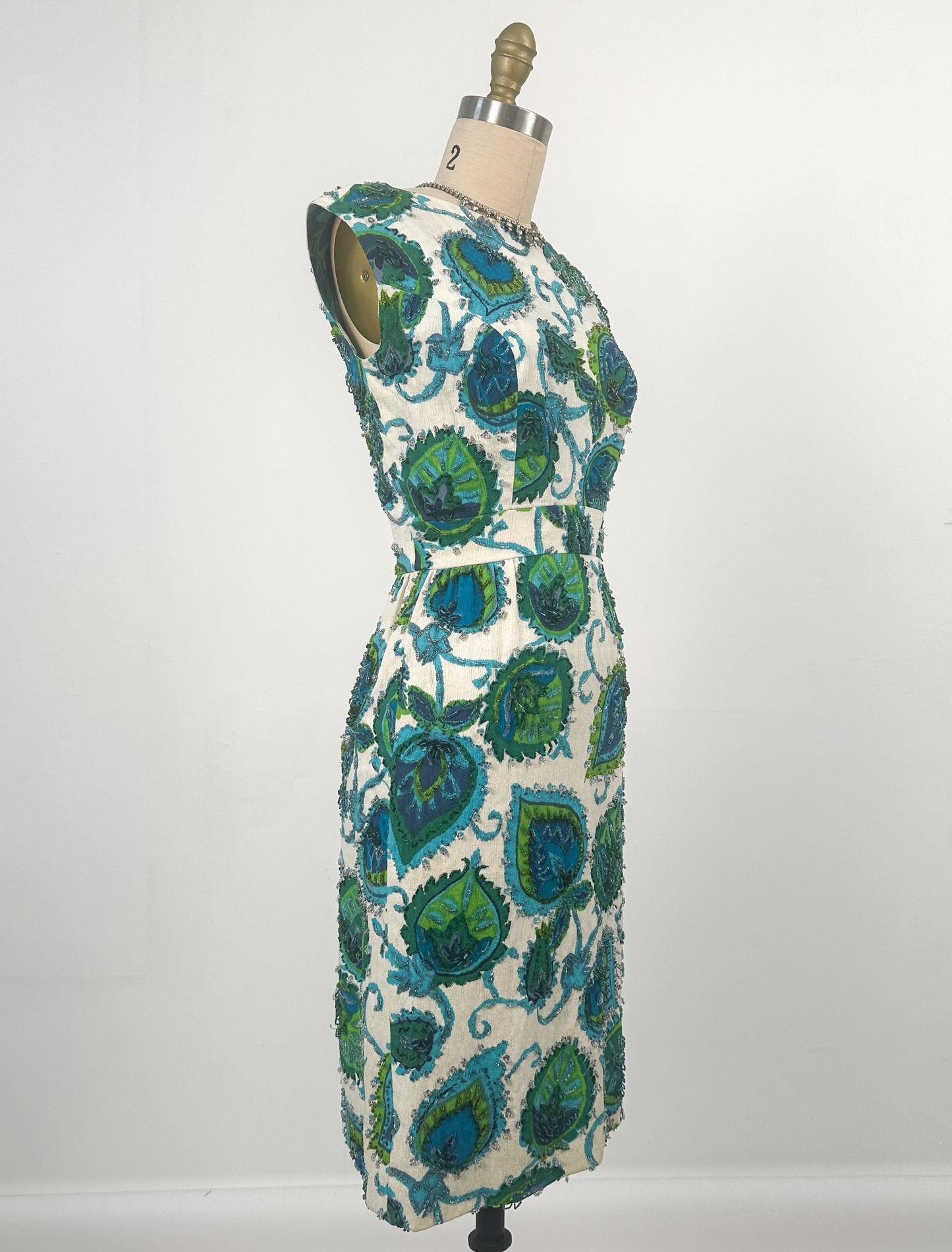 1960s Beaded Summer Dress by Malcolm Starr / Waist 26