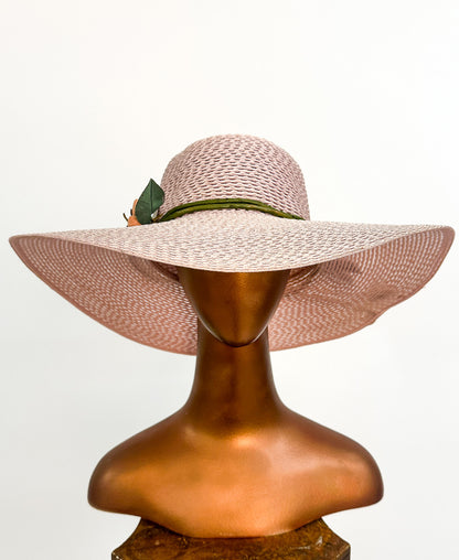 1970s 'Floppy' Pale Pink Rose Bud Sun Hat