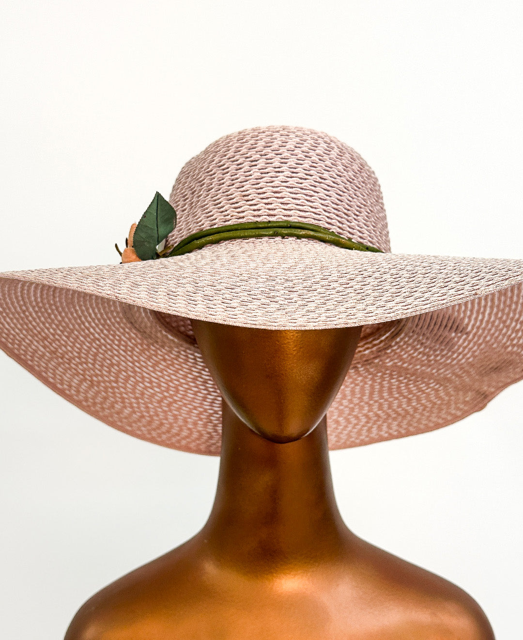1970s 'Floppy' Pale Pink Rose Bud Sun Hat