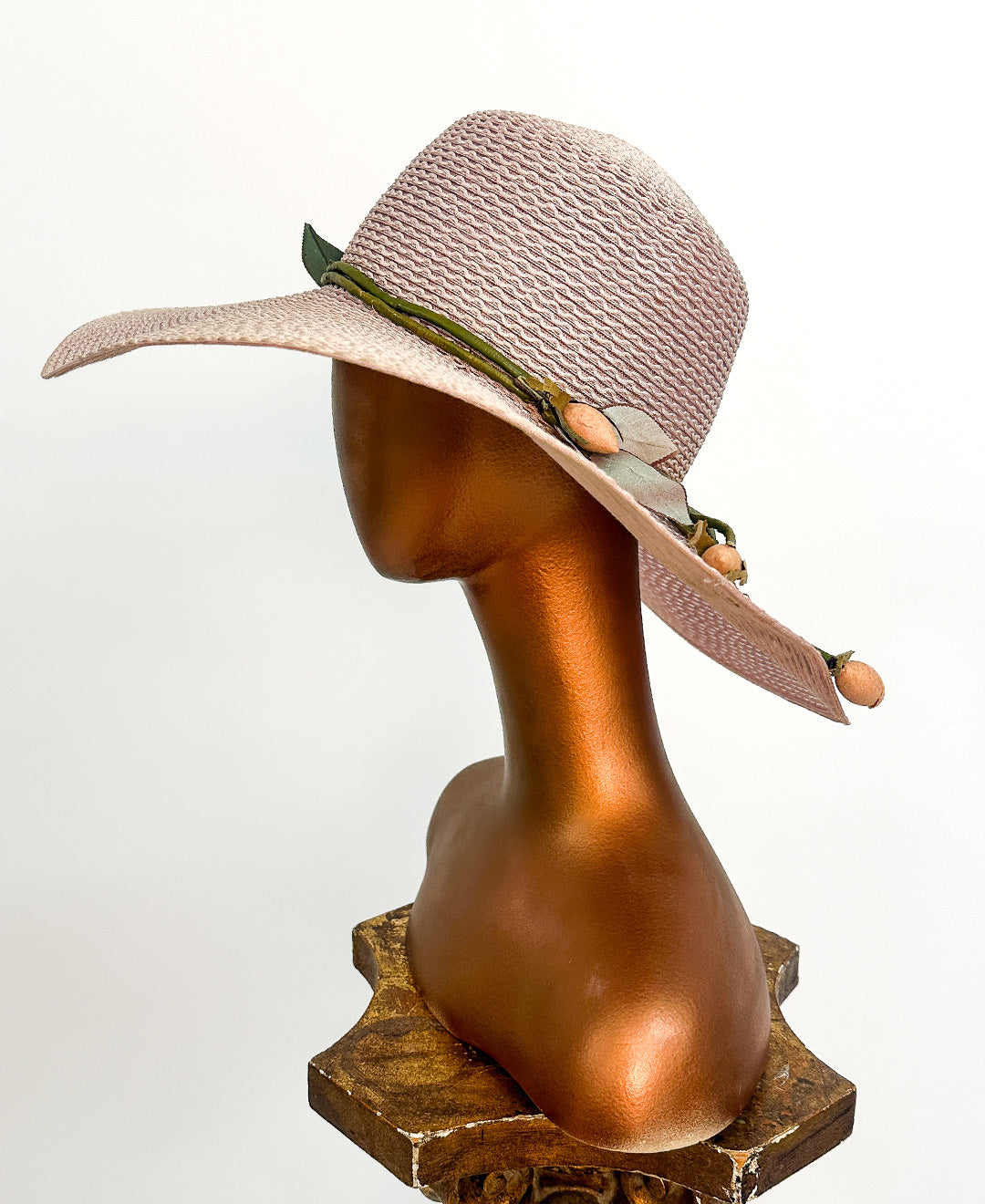 1970s 'Floppy' Pale Pink Rose Bud Sun Hat