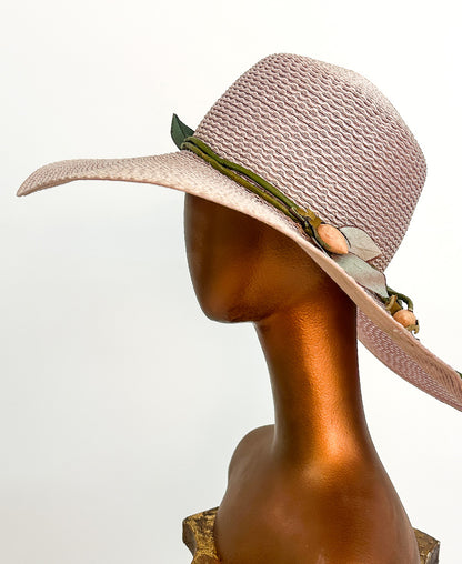 1970s 'Floppy' Pale Pink Rose Bud Sun Hat