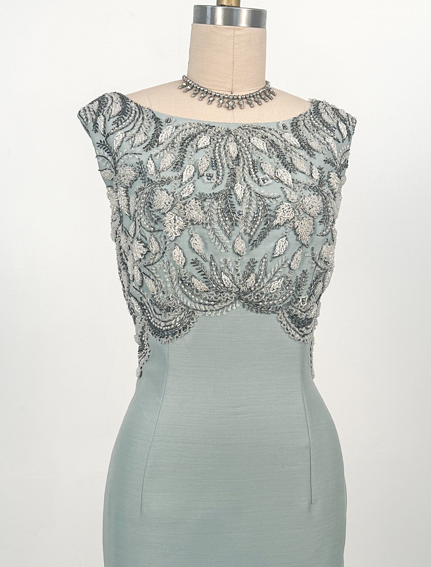 1960sCocktail Dress with Heavily Beaded Bodice / Waist 26-28