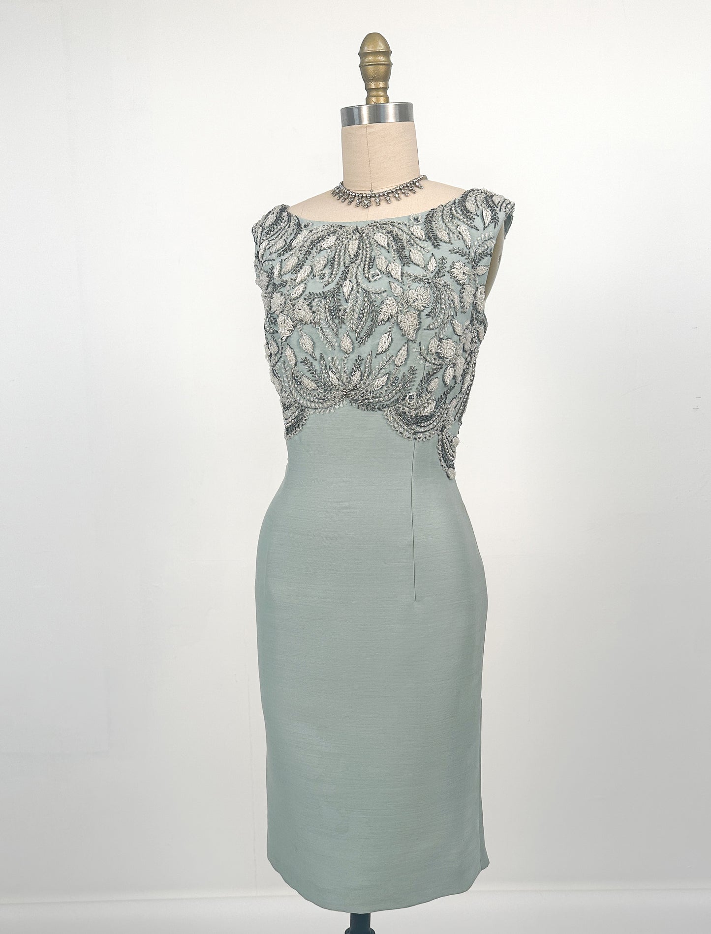 1960sCocktail Dress with Heavily Beaded Bodice / Waist 26-28