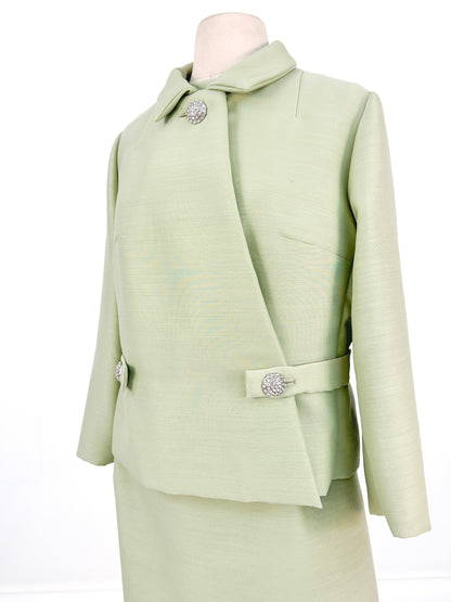 1960s Matching Pistachio Shift Dress & Swing Jacket / Bust 42