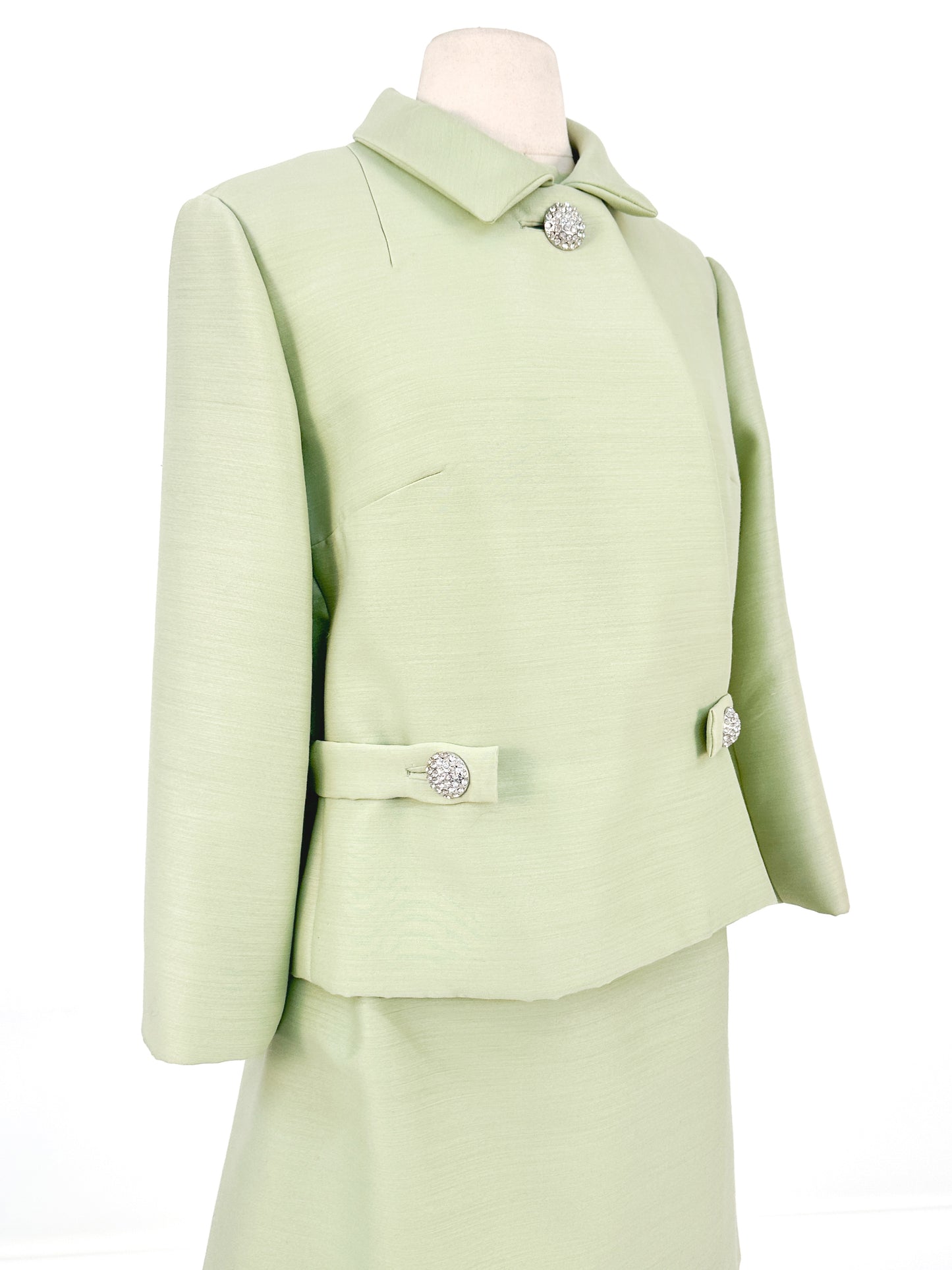 1960s Matching Pistachio Shift Dress & Swing Jacket / Bust 42