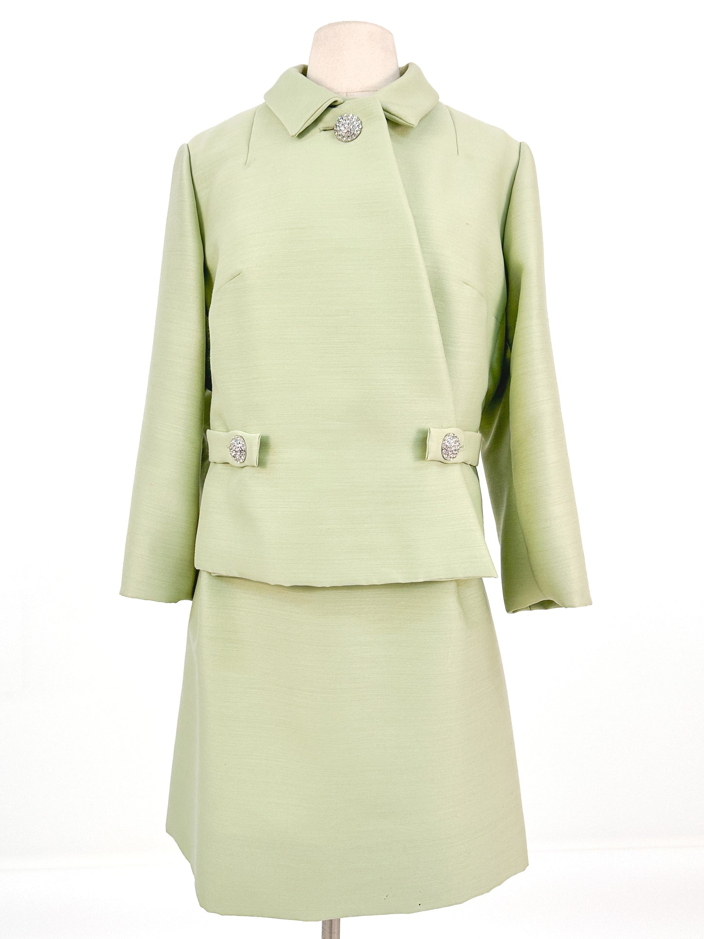 1960s Matching Pistachio Shift Dress & Swing Jacket / Bust 42