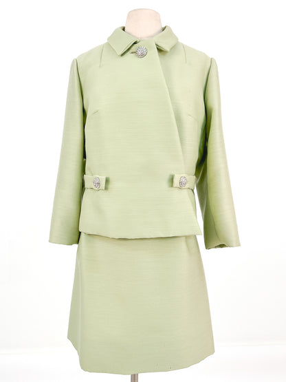 1960s Matching Pistachio Shift Dress & Swing Jacket / Bust 42