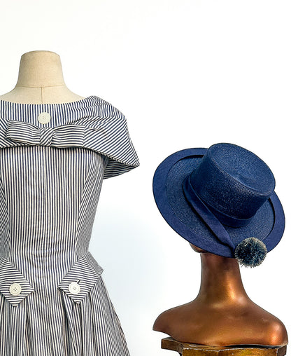 1950s Seersucker Dress by Suzy Perette / Waist 26