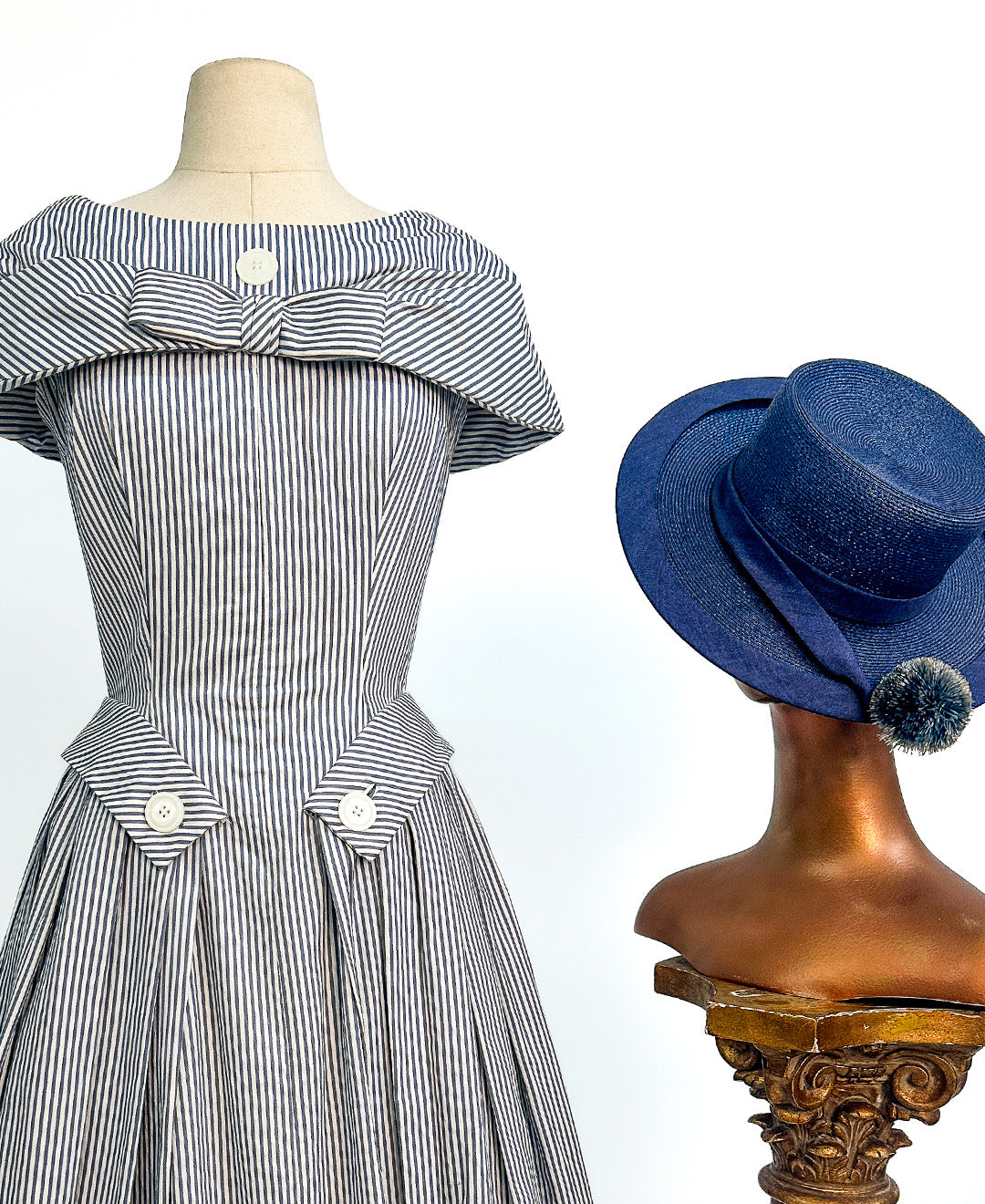 1950s Seersucker Dress by Suzy Perette / Waist 26