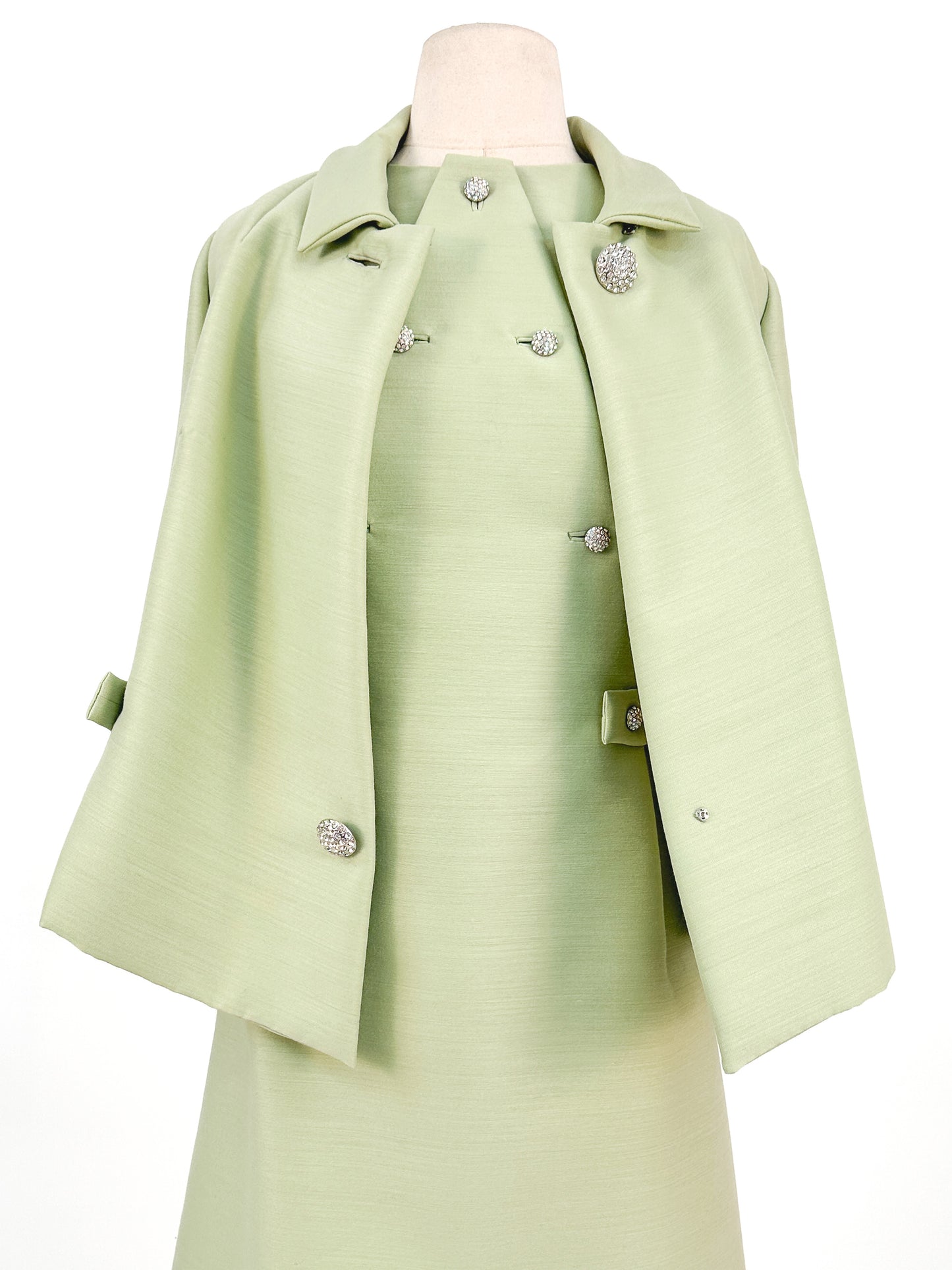 1960s Matching Pistachio Shift Dress & Swing Jacket / Bust 42