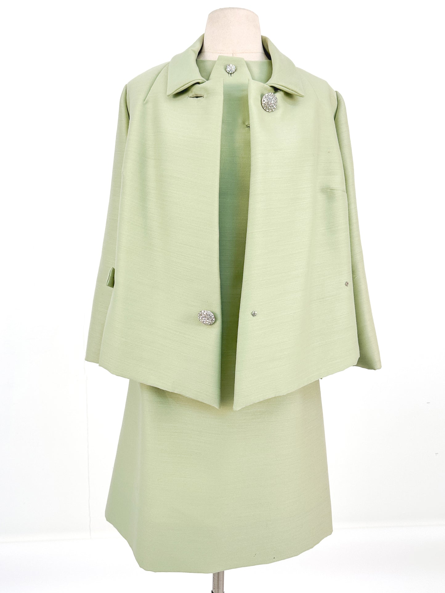 1960s Matching Pistachio Shift Dress & Swing Jacket / Bust 42