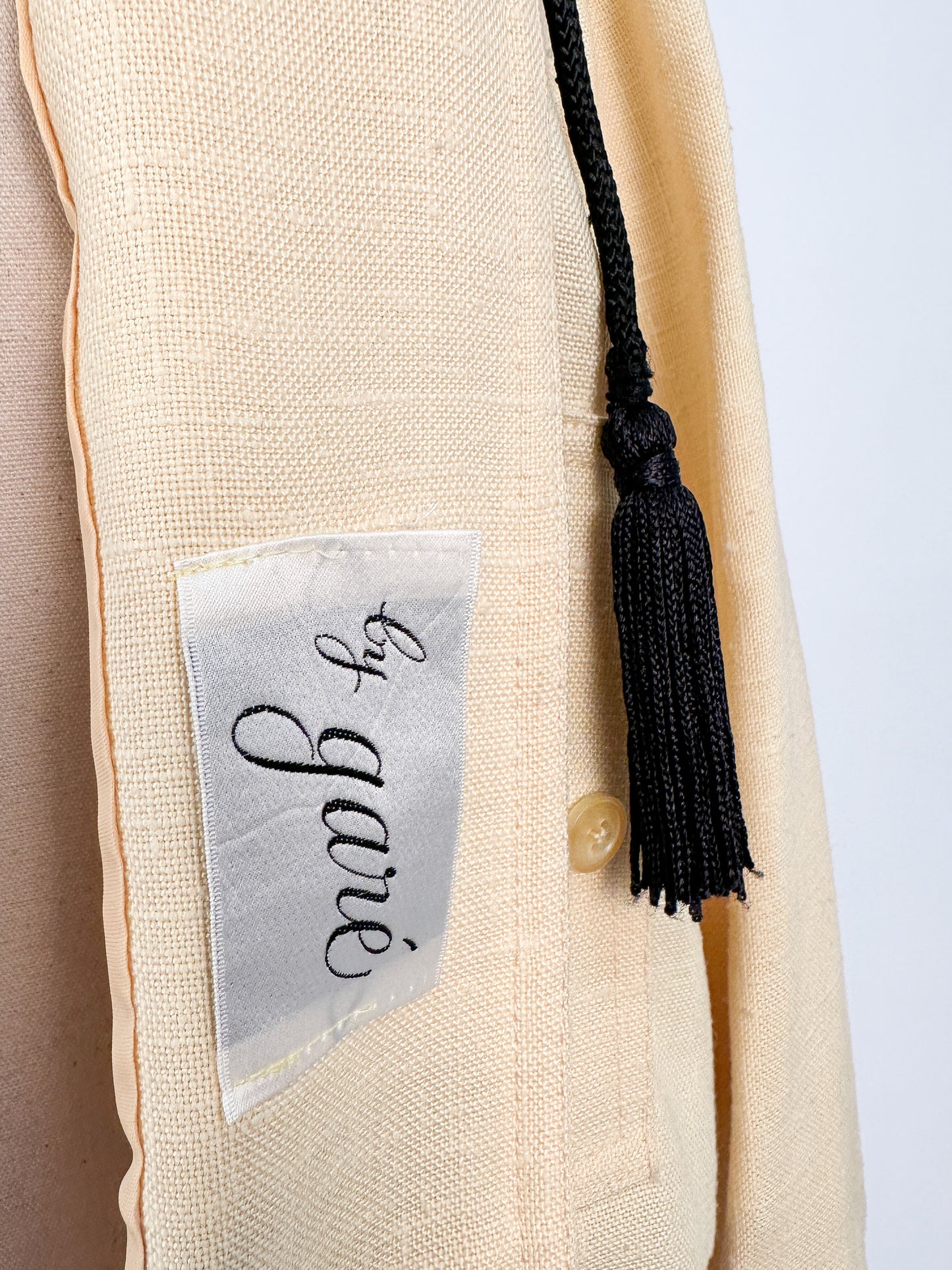 1950s Pale Yellow Linen Jacket with Tassels / Bust 36