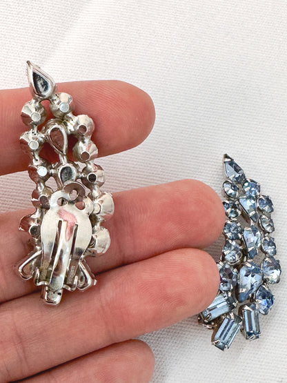1950s Blue Rhinestone Statement Earrings