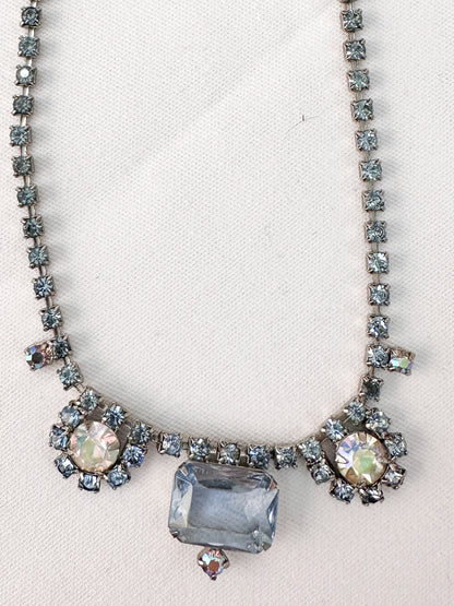 1950s Blue Rhinestone Necklace Set