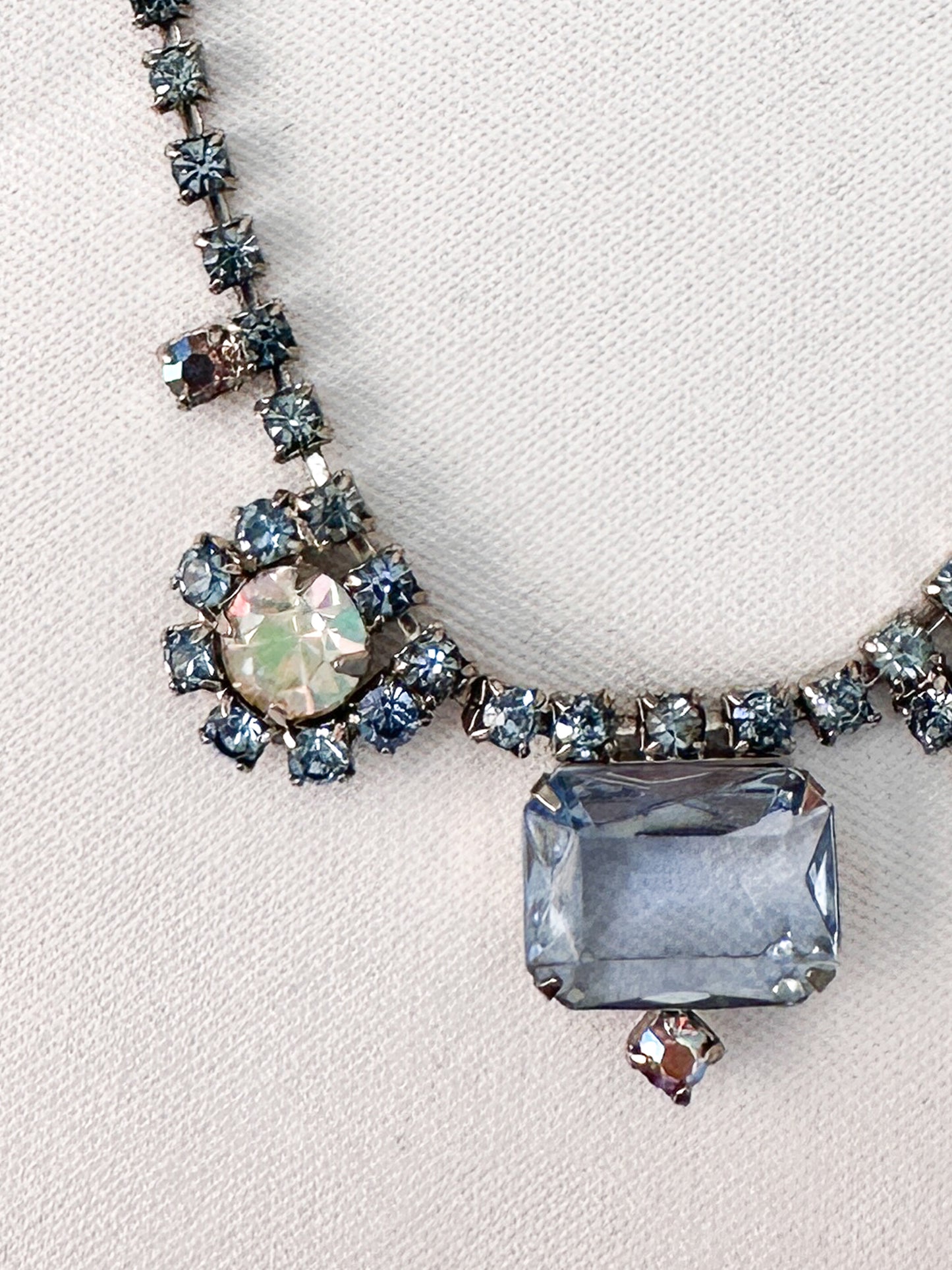 1950s Blue Rhinestone Necklace Set