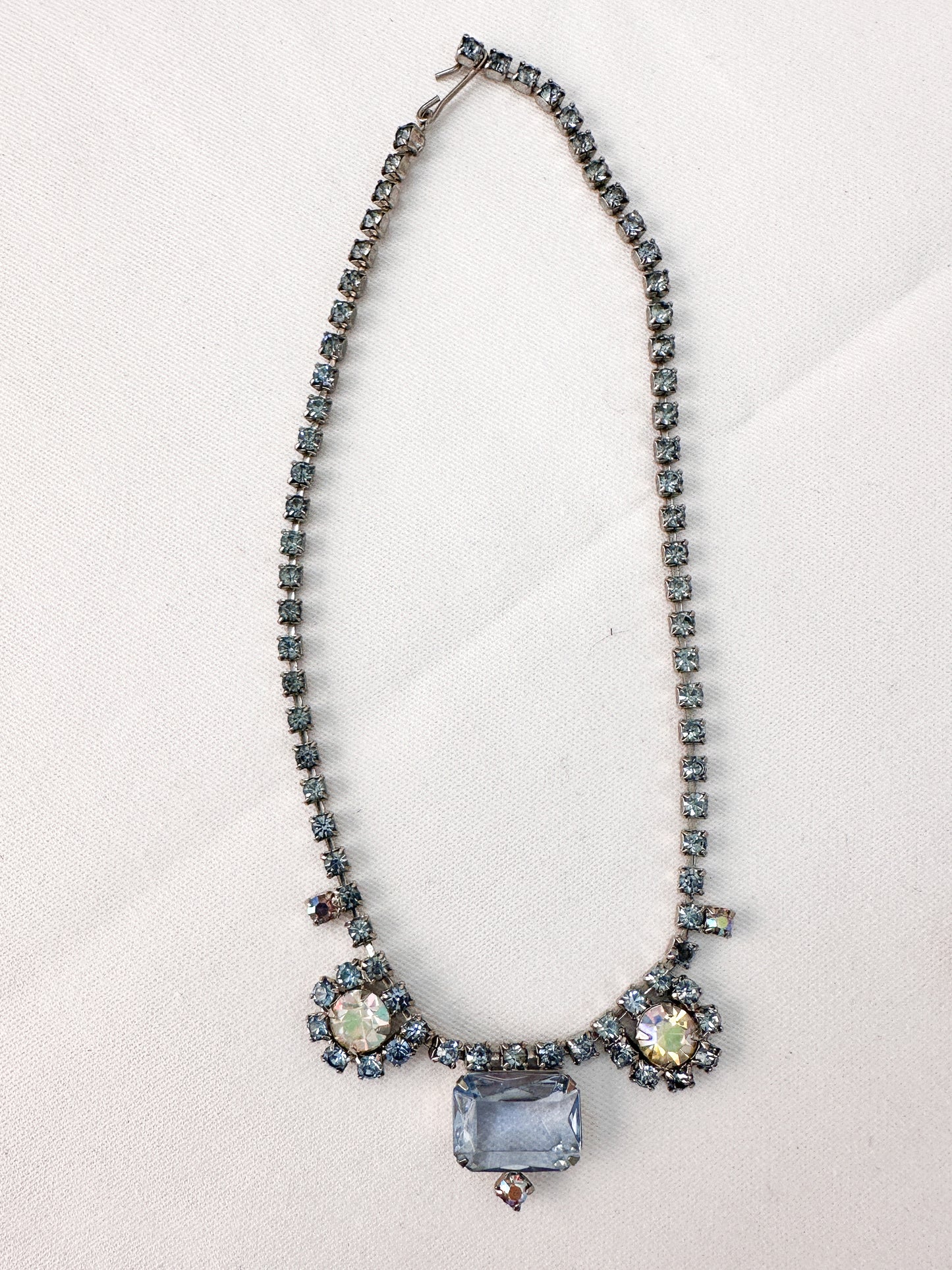 1950s Blue Rhinestone Necklace Set