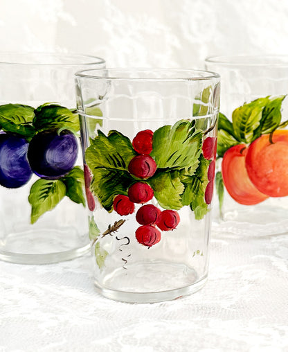 Vintage Hand-Painted Summer Fruit Juice Glasses
