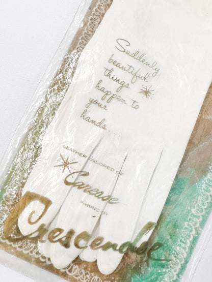1950-60s White Mid-Length Gloves in Original Packaging