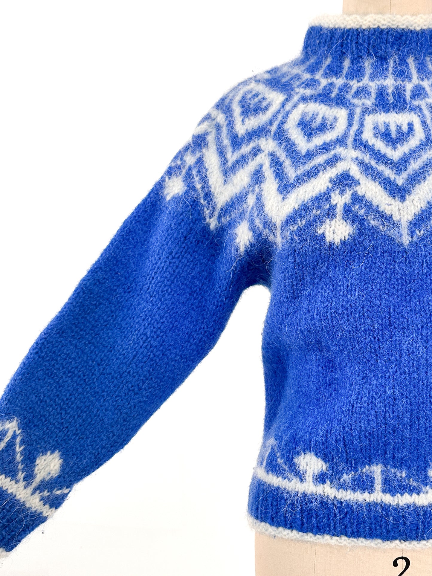 1950s Hand Knit Norwegian Mohair Ski Sweater / Bust 38