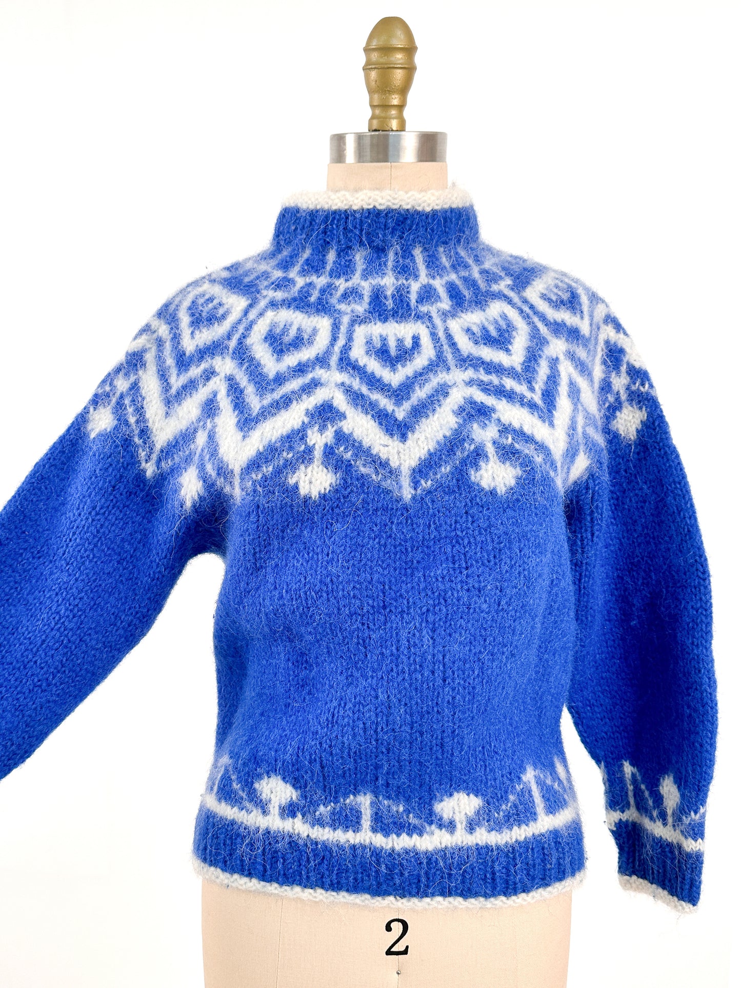 1950s Hand Knit Norwegian Mohair Ski Sweater / Bust 38