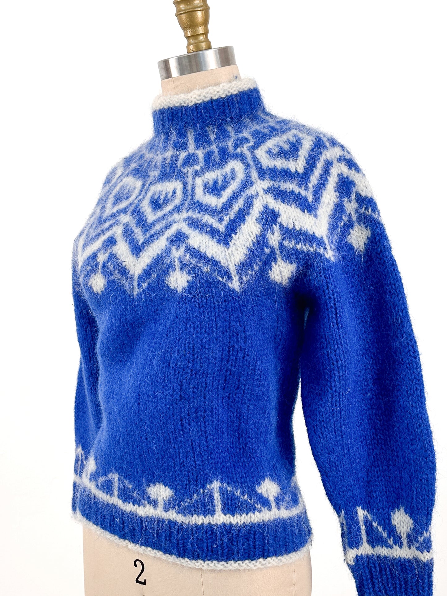 1950s Hand Knit Norwegian Mohair Ski Sweater / Bust 38