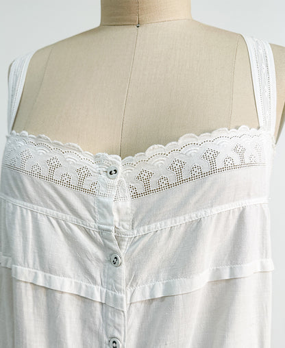 Antique White Cotton Romper with Anglaise Trim / Fits up to a Bust 38
