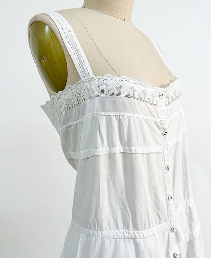 Antique White Cotton Romper with Anglaise Trim / Fits up to a Bust 38