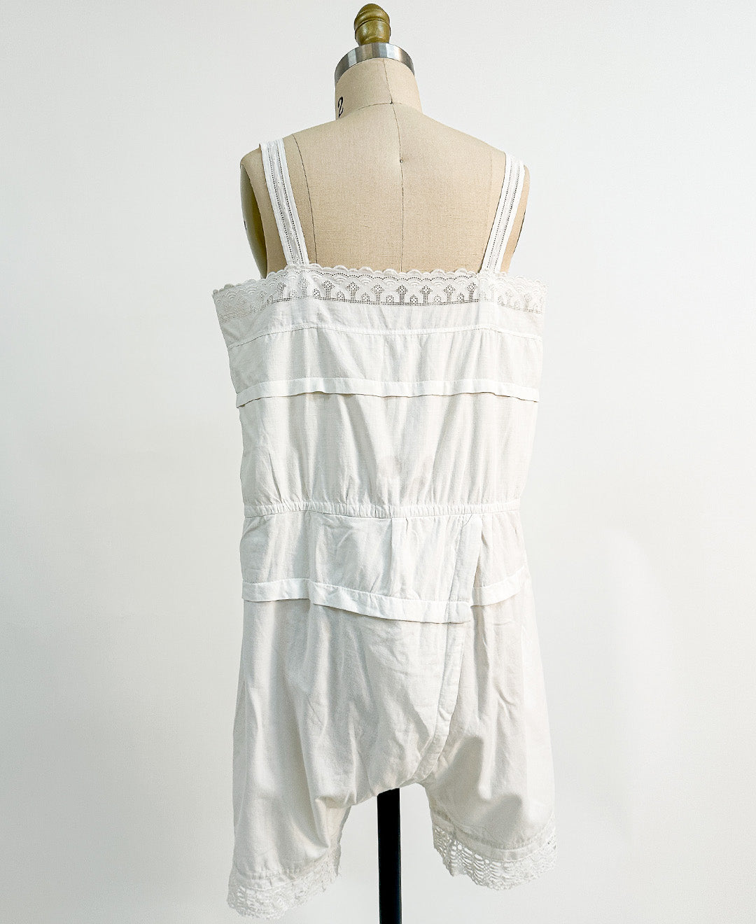 Antique White Cotton Romper with Anglaise Trim / Fits up to a Bust 38
