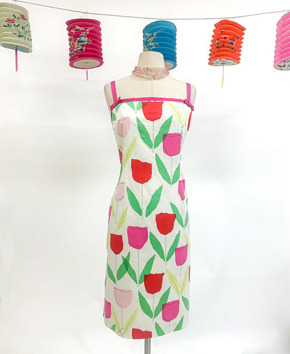 2000s Bright Tulip Cotton Sundress / Waist 34