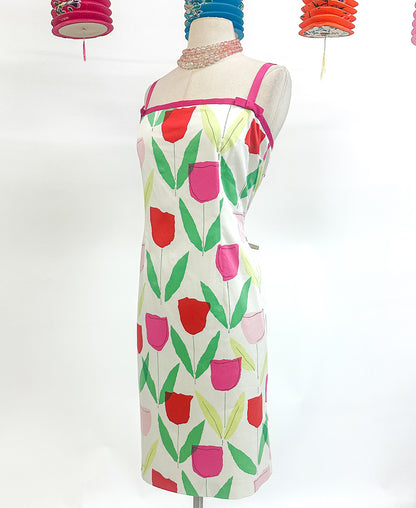 2000s Bright Tulip Cotton Sundress / Waist 34