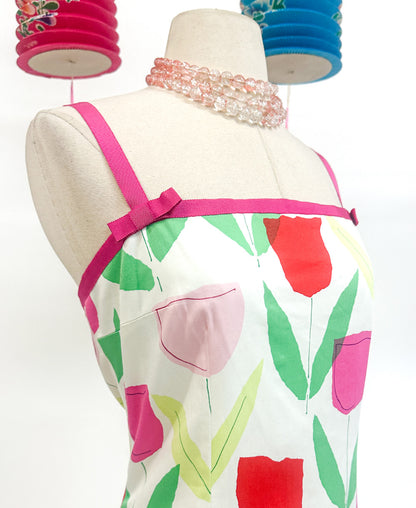 2000s Bright Tulip Cotton Sundress / Waist 34