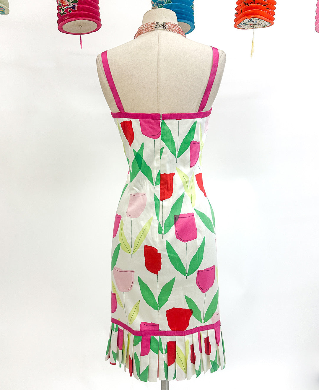 2000s Bright Tulip Cotton Sundress / Waist 34